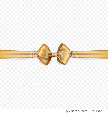 Vector 3d Realistic Yellow Golden Silk, Satin Gift Bow Icon Set Closeup Isolated. Bow for Birthday, Christmas Presents, Gifts, Invitation, Cards. Holiday Decoration 94968255