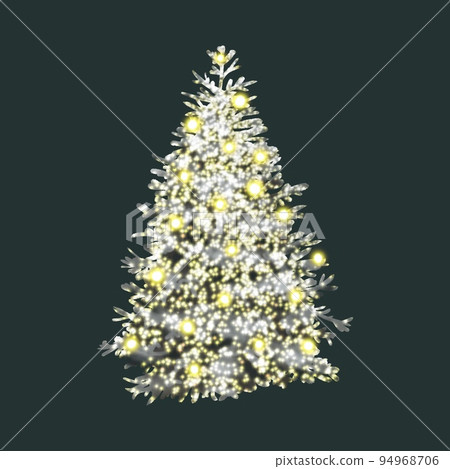 Watercolor Christmas tree. a Christmas tree glowing with golden garlands. Realistic illustration Watercolor Christmas tree. a Christmas tree glowing with golden garlands. Realistic illustration 94968706
