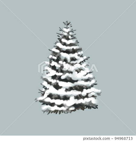 Watercolor snow Christmas tree. Spruce in the snow. Realistic illustration. Watercolor snow Christmas tree. Spruce in the snow. Realistic illustration. 94968713
