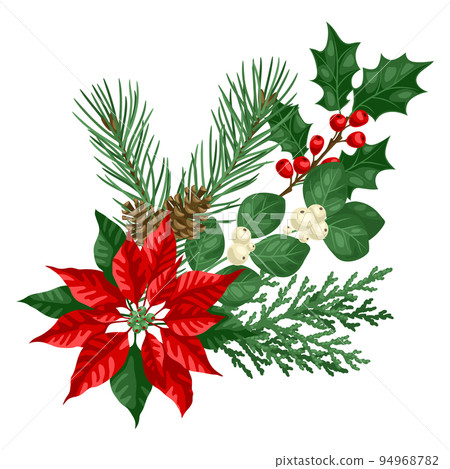 Element with winter plants. Merry Christmas and Happy New Year decoration. Element with winter plants. Merry Christmas and Happy New Year decoration. 94968782
