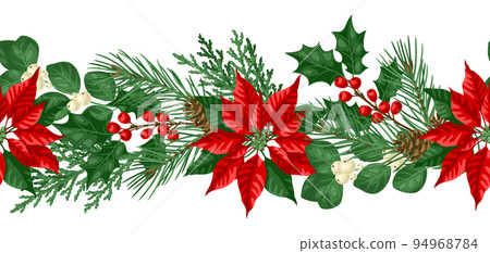 Seamless pattern with winter plants. Merry Christmas and Happy New Year decoration. Seamless pattern with winter plants. Merry Christmas and Happy New Year decoration. 94968784