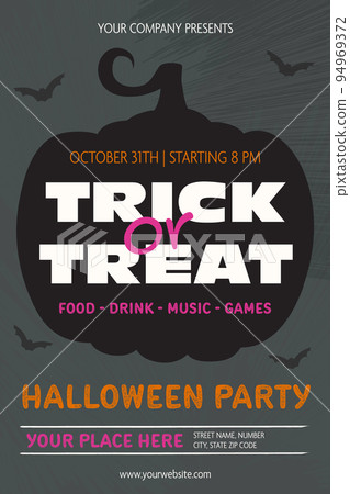 Design of Halloween Party brochure with jack-o-lantern pumpkin. Vector 94969372