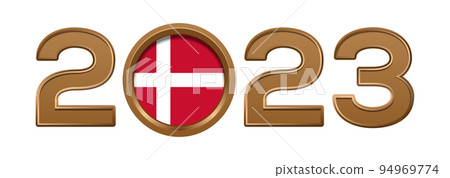 2023 gold number with the flag of Denmark inside 94969774