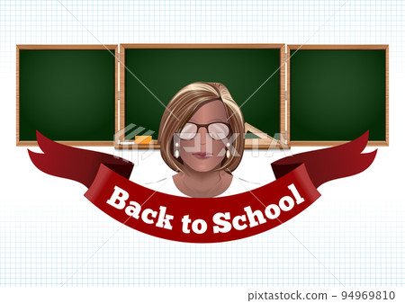 Teacher on a blackboard background. Back to school 94969810