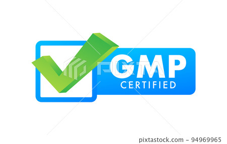 GMP - Good Manufacturing Practice certified round stamp, label. Vector illustration. 94969965
