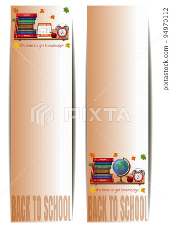 Two vertical vector banners with school supplies Two vertical vector banners with school supplies 94970112