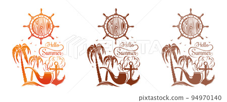 Summer and sea logo design set. Hello summer 94970140