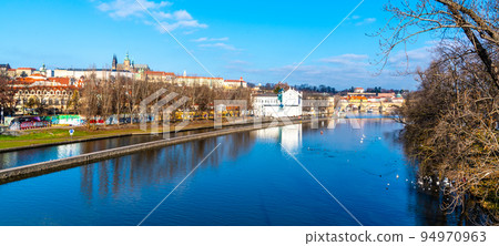 Prague cityscape with Vltava River Prague cityscape with Vltava River 94970963