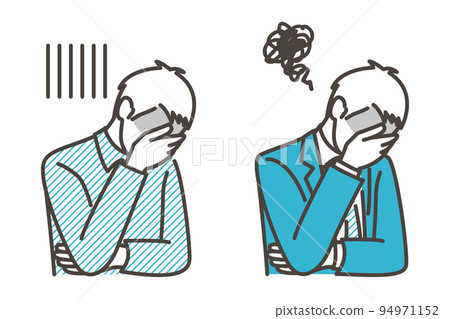 Worried about failure, troubled, crying, depressed, melancholy male businessman [upper body vector illustration material] 94971152