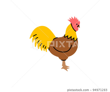 Rooster hand drawn silhouette. Rooster symbol. Cock bird silhouette. Farm bird isolated on white background. 94971283