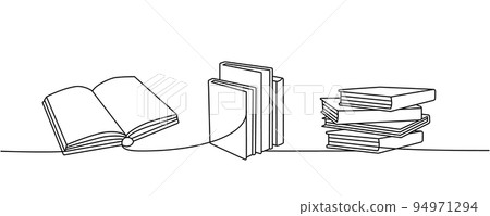 Open and closed books one line continuous drawing. Bookstore, library continuous one line illustration. Vector minimalist linear illustration. Open and closed books one line continuous drawing. Bookstore, library continuous one line illustration. Vector minimalist linear illustration. 94971294