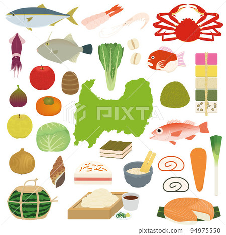 Toyama prefecture gourmet and map illustration 1 94975550