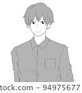 一個清爽英俊的男人面對前面的插圖（單色） 94975677