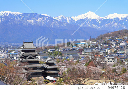 春天松本城堡和北阿爾卑斯山 94976428