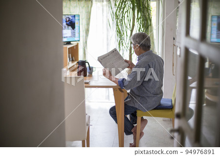 Japanese senior man living with a hearing aid Japanese senior man living with a hearing aid 94976891