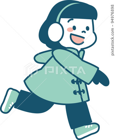 Winter playing girl illustration simple 94976898