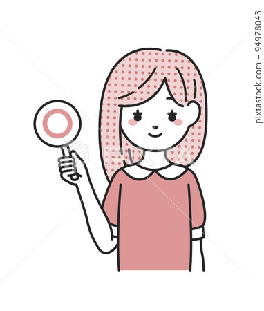 woman with circle tag woman with circle tag 94978043