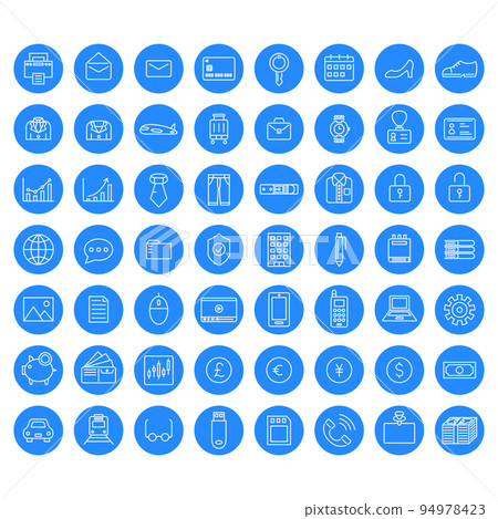 Mini business icon set (blue) Mini business icon set (blue) 94978423