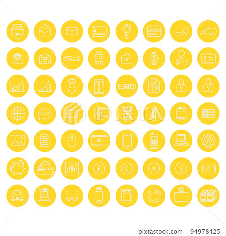 Mini business icon set (yellow) Mini business icon set (yellow) 94978425