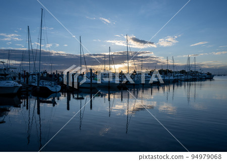 Boats docked at Dinner Key Marina in Coconut Grove, Miami, Florida. 94979068