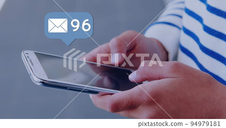 Pair of hands typing on a phone 4k 94979181