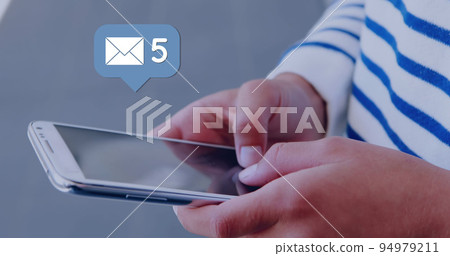 Pair of hands typing on a phone 4k 94979211