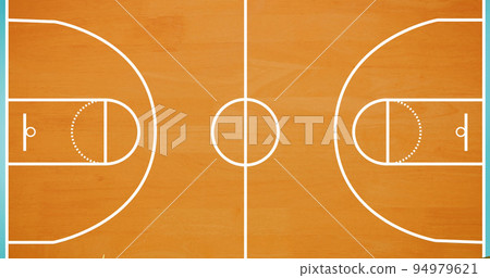 Image of high angle view of orange basketball court 94979621