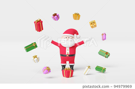 Santa claus with gift box isolated on white... - Stock Illustration ...