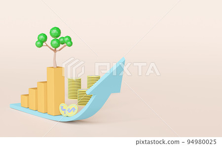 pile coins with tree,arrow isolated on pink pastel background.financial success and growth or saving money concept,3d illustration or 3d render pile coins with tree,arrow isolated on pink pastel background.financial success and growth or saving money concept,3d illustration or 3d render 94980025
