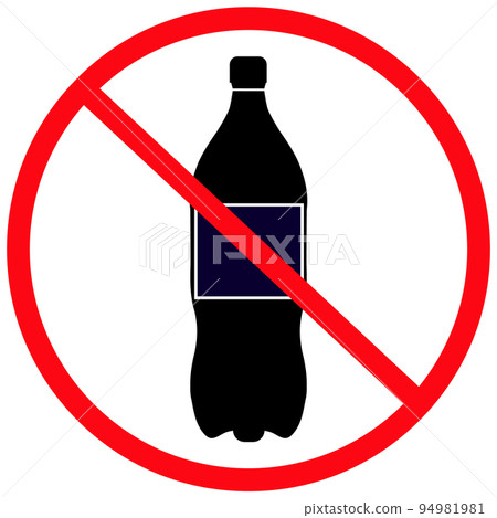 No food and drink icon on white background. No soft drink sign. No Drink bottle symbol. Forbidden sign. flat style. 94981981