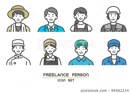 Simple and easy-to-use self-employed and freelance face icon vector illustration material / business / business person 94982224