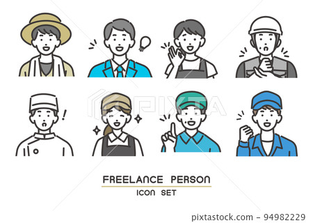 Smiling or surprised, self-employed or freelance face icon vector illustration material / business / business party Smiling or surprised, self-employed or freelance face icon vector illustration material / business / business party 94982229