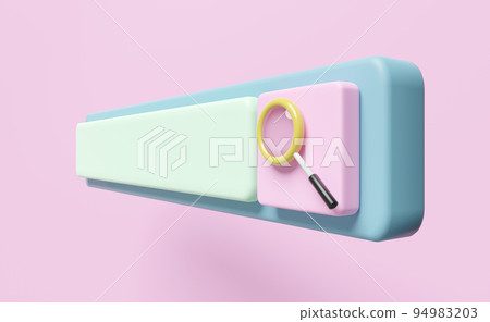 magnifying glass with blank search bar isolated on pink background ,minimal web search engine or web browsing concept,3d illustration or 3d render 94983203