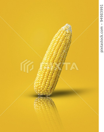 sweet corn laid on a yellow background 94983991