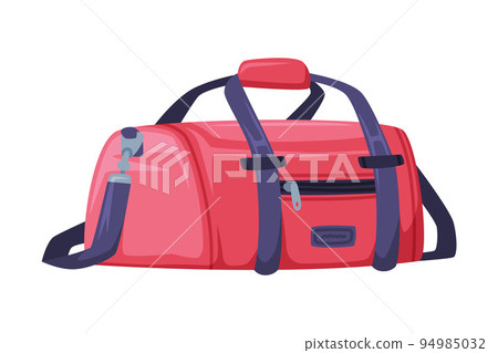 Pink Travel Bag with Handle and Zipper as Packed Luggage for Traveling Vector Illustration Pink Travel Bag with Handle and Zipper as Packed Luggage for Traveling Vector Illustration 94985032