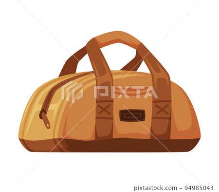 Brown Travel Bag with Handle and Zipper as Packed Luggage for Traveling Vector Illustration Brown Travel Bag with Handle and Zipper as Packed Luggage for Traveling Vector Illustration 94985043