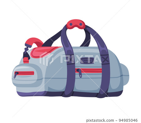 Grey Travel Bag with Handle and Zipper as Packed Luggage for Traveling Vector Illustration Grey Travel Bag with Handle and Zipper as Packed Luggage for Traveling Vector Illustration 94985046