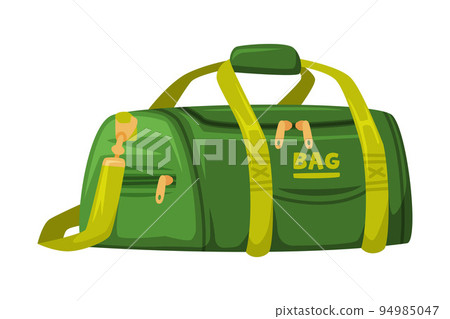 Green Travel Bag with Handle and Zipper as Packed Luggage for Traveling Vector Illustration Green Travel Bag with Handle and Zipper as Packed Luggage for Traveling Vector Illustration 94985047