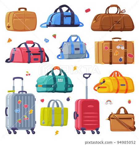 Travel Suitcase, Bag and Trunk as Packed Luggage for Traveling Vector Set Travel Suitcase, Bag and Trunk as Packed Luggage for Traveling Vector Set 94985052