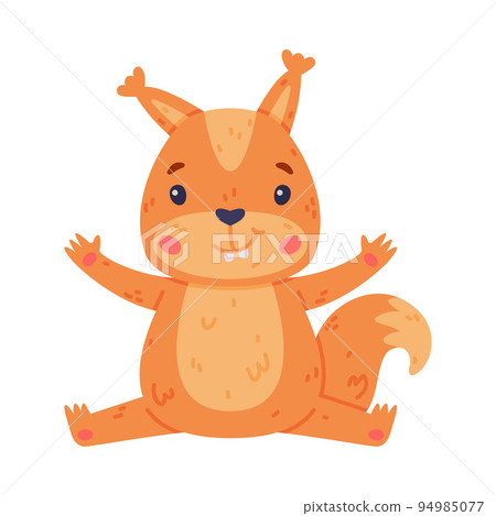 Funny Squirrel Character with Bushy Tail Sitting with Open Paws Vector Illustration 94985077