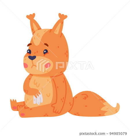 Funny Squirrel Character with Bushy Tail Sitting with Sad Face Vector Illustration 94985079