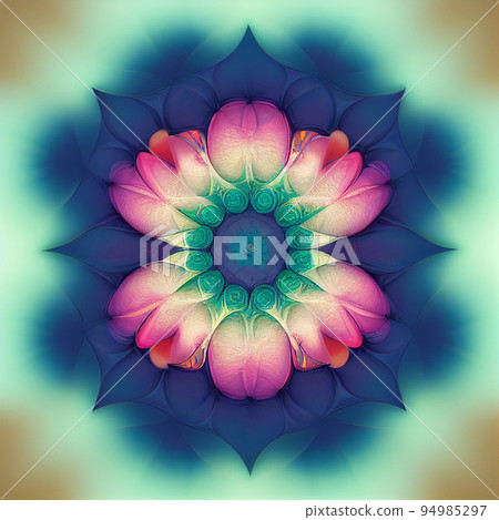 Mandala tile artistic illustration bright colors 94985297