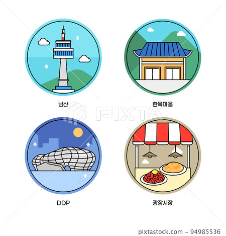 vector labels, stickers set__travel Seoul, Korea vector labels, stickers set__travel Seoul, Korea 94985536