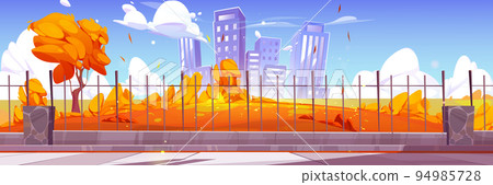 Autumn city skyline, urban background, skyscrapers 94985728