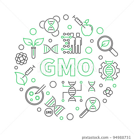 GMO vector round simple concept outline illustration GMO vector round simple concept outline illustration 94988731