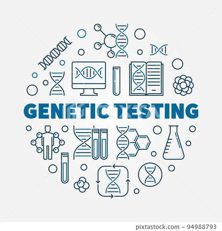Genetic Testing vector round illustration in thin line style Genetic Testing vector round illustration in thin line style 94988793