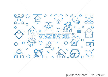 Stay Home vector concept outline horizontal illustration Stay Home vector concept outline horizontal illustration 94989306