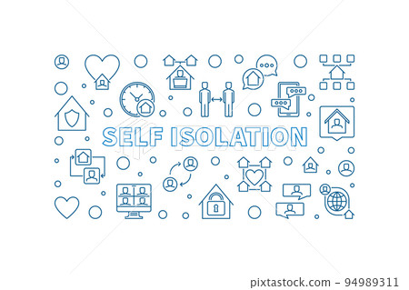Self Isolation vector concept outline horizontal illustration Self Isolation vector concept outline horizontal illustration 94989311