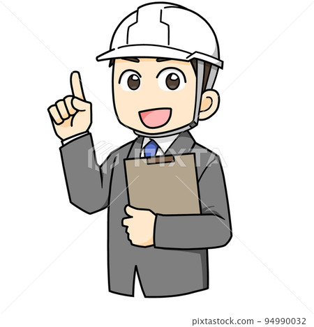 A businessman wearing a helmet to guide 94990032