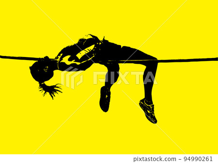 Illustration processed from a high jump photo Illustration processed from a high jump photo 94990261